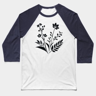 Elegant Monochrome Floral Art Baseball T-Shirt
